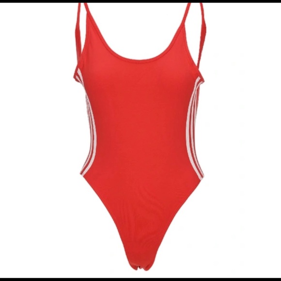 Adidas Women's Originals 3-stripes Bodysuit In Red - Picture 5 of 8